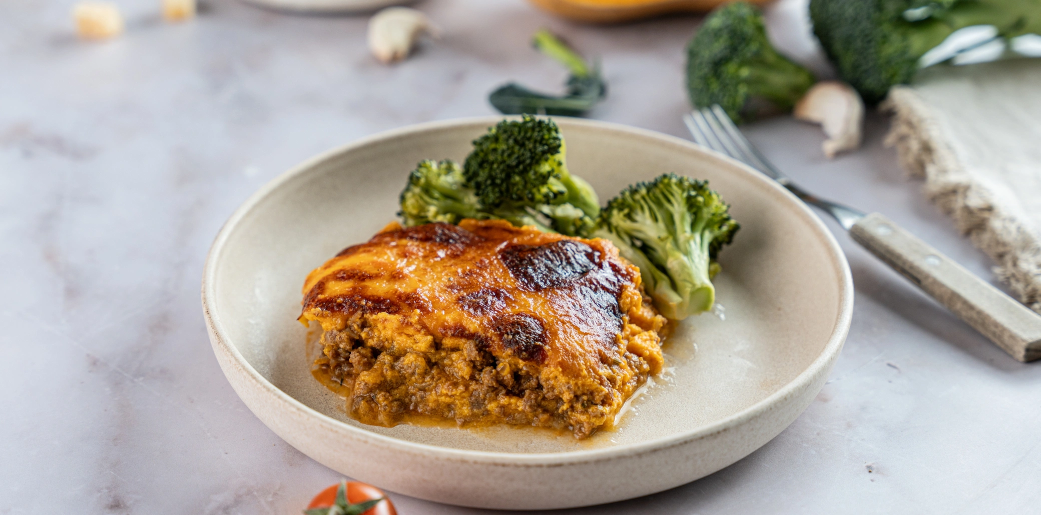 Refeição low carb, empadão de abóbora